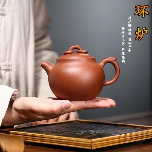 2021 New Yixing Zisha Teapot Descending Mud Ring Stove Handmade Raw Ore Purple Sand Tea Pot Household Kung Fu Teaset Gift
