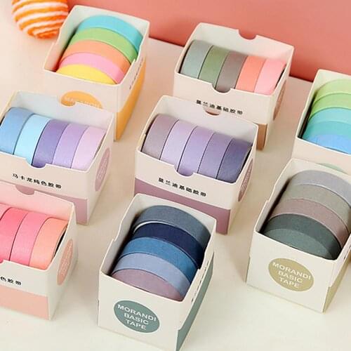 5 Rolls/Set Tape Stylish Bright-colored Washi Exquisite Wide Application Scrapbooking Tape for Handicraft