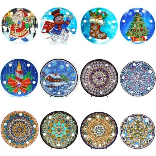 5D DIY Art Diamond Painting Flowers and Christmas Night Light Diamond Mosaic Full Embroidery Cross Stitch Home Decoration Gift