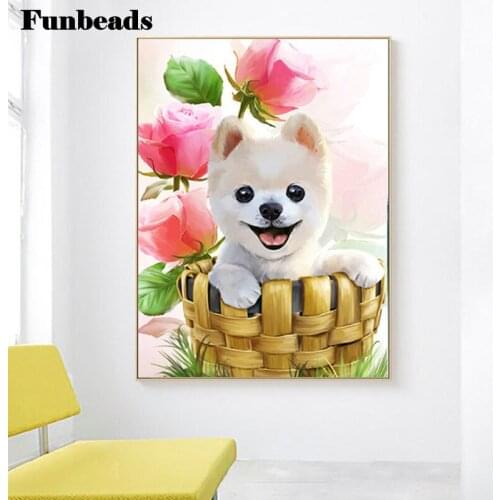 NEW Diamond Painting embroidery Cute animal puppy flower Full Drill Square crystal beads Home Decor 5d diy Handmade Mosaic FF719