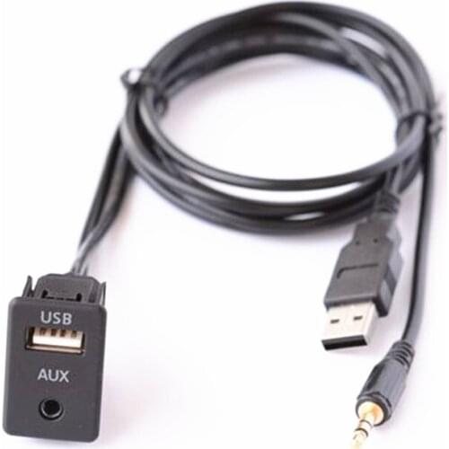 Car Stereo 3.5mm Jack AUX USB Panel Audio Cable Adapter for Toyota for Volkswagen