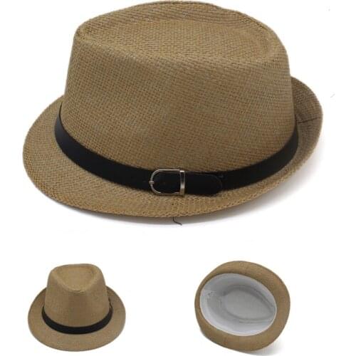 British Style Parent-child Jazz Caps Hats Trend Men Women Children Fedora Straw Hats with Buckle Outdoor Boys Girls Beach Sunhat
