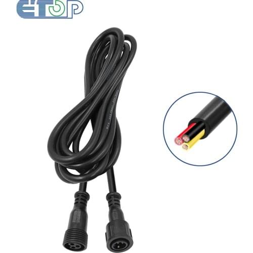 BLACK 3m(10feet)3 core waterproof extension cable,one end with male,the other end with female,13.5mm/18.5/Xconnector