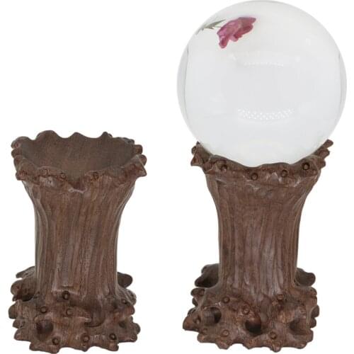Wood Display Stand for Crystal Glass Lens Ball Large Divination Photography Lensball Base 60 80mm 100mm Big Magic Sphere Holder