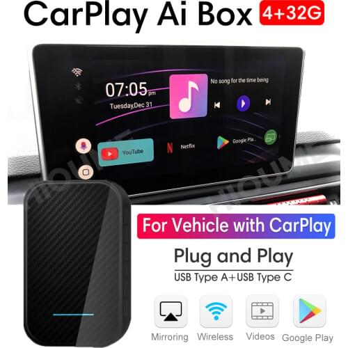 For Apple CarPlay Android Box 4+32G Wireless MirrorLink AI Box for Mercedes Audi Porsche VW Skoda Volvo Ford Peugeot Cadillac