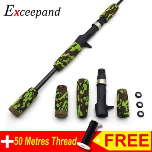 Exceepand DIY Replacement Baitcasting Fishing Rod Handle Grip EVA Kit with TCS Type Reel Seat for Rod Building Repair Tackle