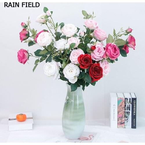 Artificial Flowers Rose Fake Home Wedding Garden with Decoration Fake Flower Hang work Ornaments Touch Silk Valentines D