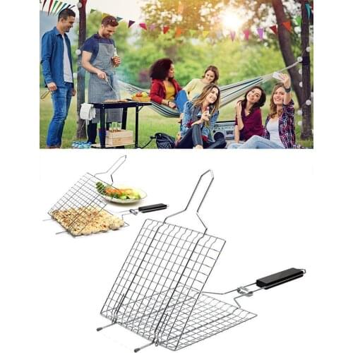 Stainless Steel BBQ Grilling Basket Rustproof Portable Barbecue Tool Outdoor Indoor Grill Accessories For Steak Fish Vegetable