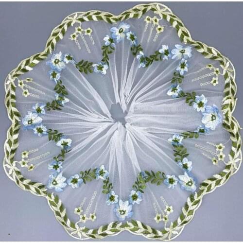 3Yards Green Burgundy Embroidered Lace Ribbon Mesh Lace Fabric Handmade DIY Skirt Sewing Craft Decoration Lace Trim 20cm Width