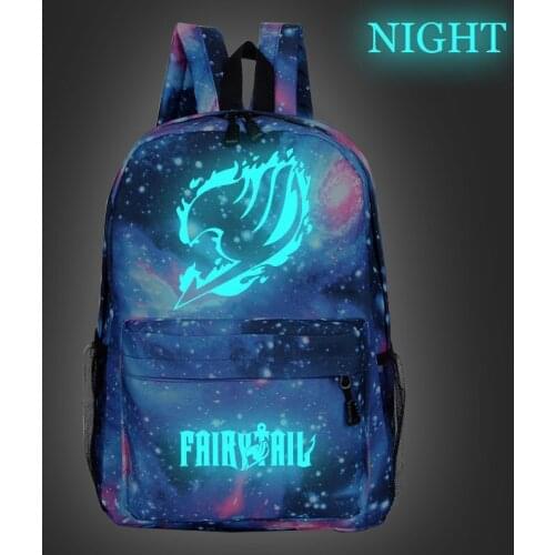 Hot sale Fairy Tail Luminous backpack men women Boys Girls teens rucksack Fairy Tail printing Galaxy Backpack fashion school bag