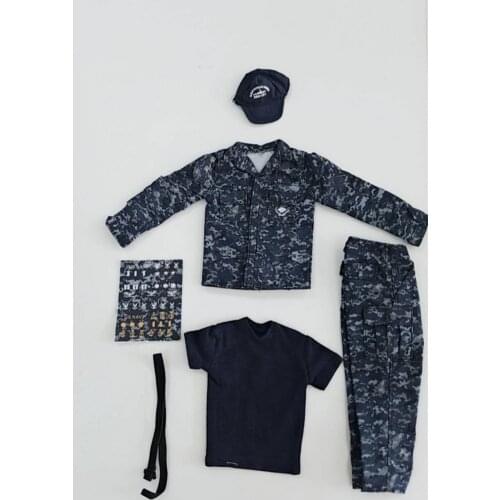 In Stock M001A 1/6th Navy Baseball Cap Combat Uniform Suit Set For Usual 12inch Male Soldier Accessories
