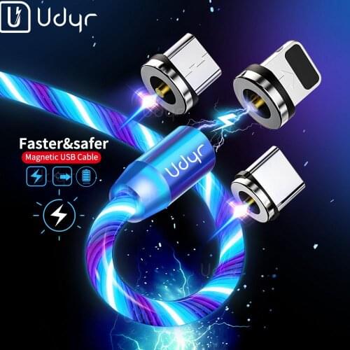 Magnetic Cable USB Type C Cable Magnetic Cable LED Lighting fast Charging USB Micro Charger Cable Wire for iPhone Huawei Samsung