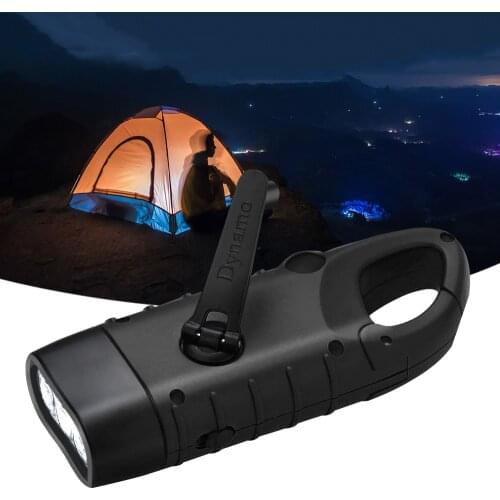 Mini Emergency Hand Crank Dynamo Solar Power Flashlight Rechargeable LED Light Charging Lamp Powerful Torch For Outdoor Camping