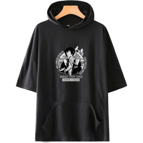 Bungo Stray Dogs Fashion Hooded T shirts Unisex Summer Short Sleeve T-shirts Anime Hot Sale Casual Streetwear Clothes