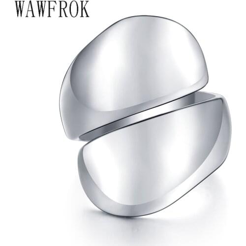 WAWFROK Fashion Rings for women Mens Popular Rings 316L Stainless Steel Ring Alien Digital 8 anillos mujer bague femme jewelry