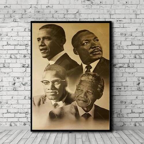 Canvas Print Home Decor Wall Art Modular Pictures Malcolm X Martin Luther King Barack Obama Painting Nordic Poster For Bedroom