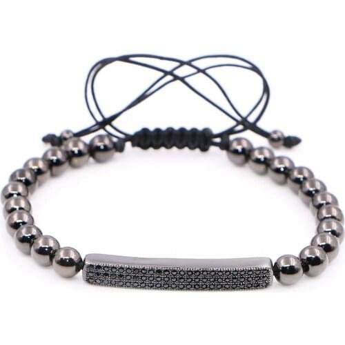 Mestylish New Style Men Girl Fashion Brand Bracelets Micro Inlay CZ Pave Beads Zircons Bar Pulseira Men Woman Best Friend Gift