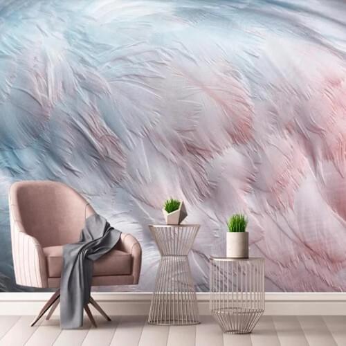 Custom 3D Wallpaper Mural Watercolor Flamingo Wing Feather Decoration Poster Wall Painting Nordic Modern Living Room Background