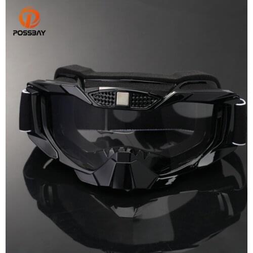 POSSBAY Retro Motorcycle Goggles Glasses Vintage Outdoor Windproof Ski Glasses Cafe Racer Motocross Goggles Snow Sunglasses