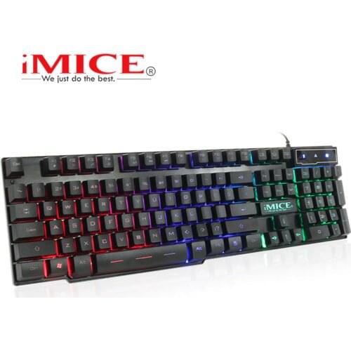 IMice Wired Gaming Keyboard Mechanical Feeling+Russian sticker Keyboards LED RGB Backlit Wired USB 104 Keys Computer PC+x7 mouse