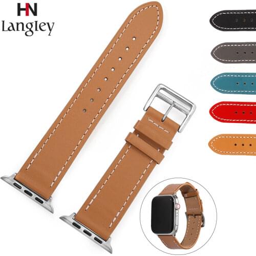 Luxury Leather Loop Strap For Iwatch 6 4 SE Watchband for Apple Watch Band Series 5/3 Sport Bracelet 42mm 38mm 40mm Cowhide Belt
