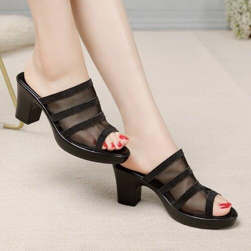 Logoneone Womens Slippers Sandals 2021 Summer 7.5cm High Heels Women Shoes Woman Slippers Summer Sandals Fashion Shoes