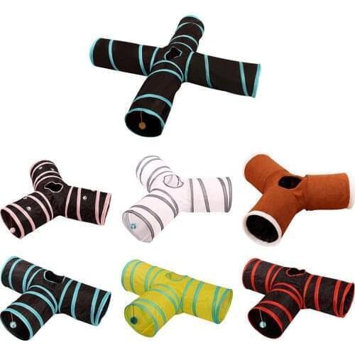 2/3/4 Holes Foldable Pet Cat Tunnel Indoor Outdoor Pet Cats Training Toys for Cat Rabbit Small Animals Play Tunnel Tubes T-joint