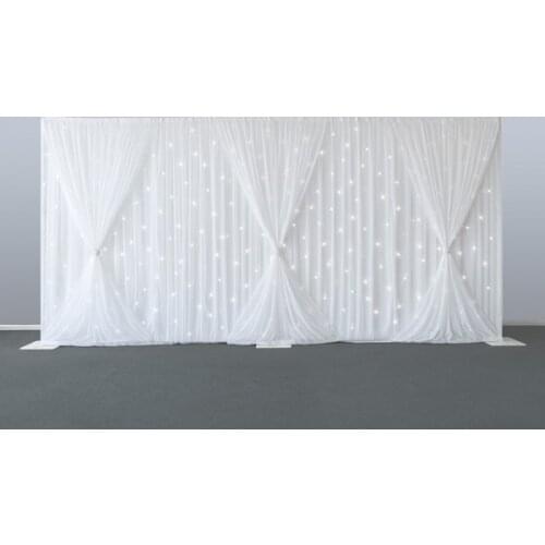 Top-rated 2019 White Wedding Backdrop with starlit lighting 10ft (H) x 20ft (L)