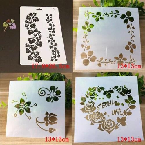 4pcs/set DIY Craft Hollow Layering Stencils For Wall Painting Scrapbooking Stamping Stamp Album Decorative Embossing Paper Card