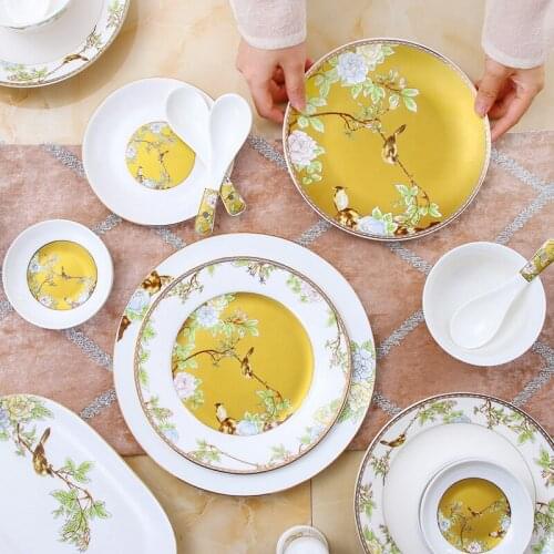 British Classical Ceramic Tableware Plates Bowls Spoons Sauce Dishes Home Kitchen Supplies Hotel Western Food Plates Soup Bowl