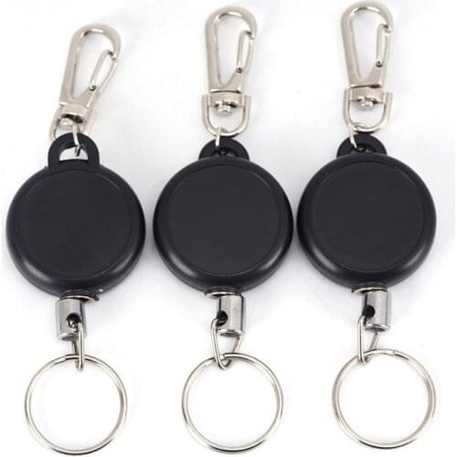 High Quality Mini Multifunctional Retractable Keychain Black Anti-Lost Keychain Buckle Recoil Ring Pull Clip Keyring Outdoor