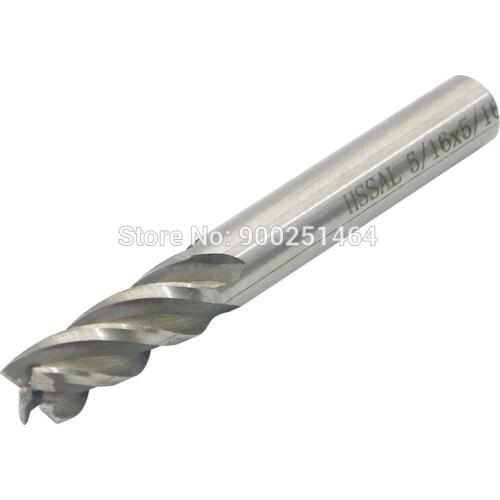 High-Speed Steel 4-Blade End Mill 5/16 ″ Diameter x 5/16 ″ Shank Diameter x 7/8 ″ Blade Length x 2-5/8 ″ Total Length