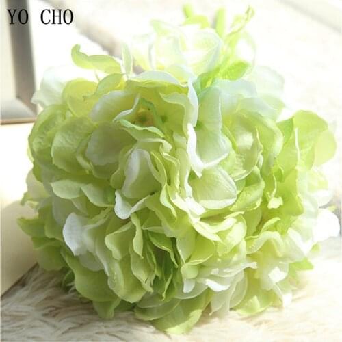 YO CHO 1PC Artificial Flowers Sweet Romantic Pompom Flowers Bouquet For Wedding Home Party Decoration DIY Hydrangea Fake Flowers