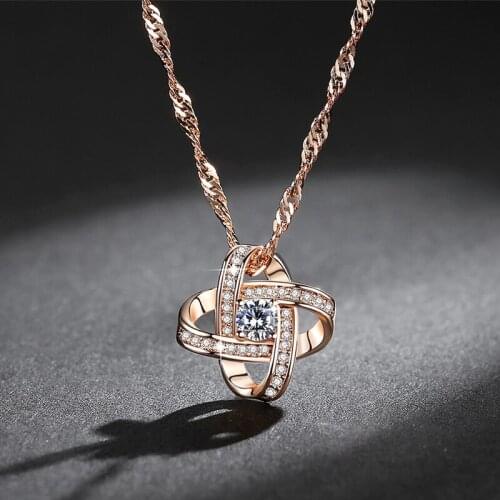 Exquisite Rose Gold Chain Female Necklaces 3A Zirconia Flower Charm Necklaces Choker Fashion Wedding Jewelry Gifts For Women