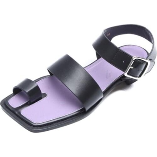 Women Sandals 2021 Summer Fashion Split Toe Buckle Roman Open Toe Comfortable Thick Heel Womens Shoes