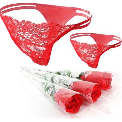 Red Rose Flower Women G-String Thongs Sexy Lace Lingeries Briefs Sexy Lingerie Temptation Underwear Panties Adult Games for Sex