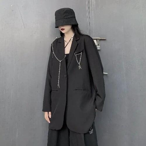 Suit coat women 2020 new Korean dark style Harajuku loose long / short sleeve top clothes album para titan Delivery chain
