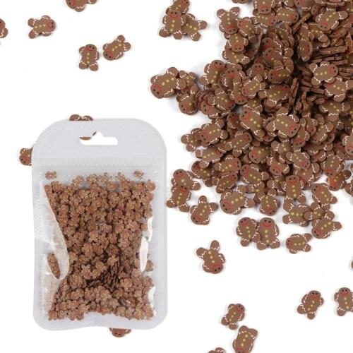 Merry Christmas Gingerbread Man Snowflakes Flakes For Nail Art Decorations Candy Soft Pottery Slices New Year Nails Accessories