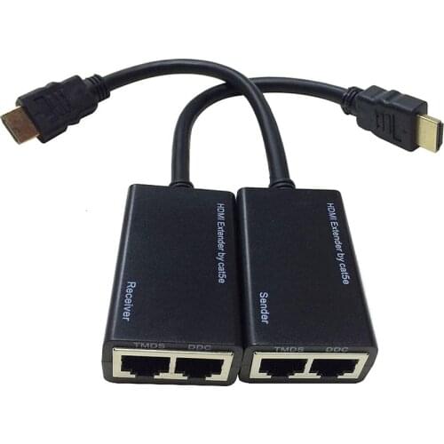 1080P HDMI-compatible Extender TX/RX 30M CAT6 Signal Network Cable with IR Transmitter + Receiver with for CCTV Field HDTV DVD