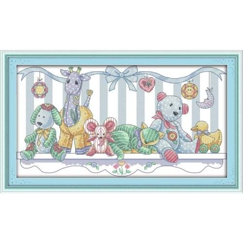 11/14/18/16/22/25/28ct Plush toys cartoon counted printed on the canvas kit Cross Stitch embroidery needlework Sets home decor