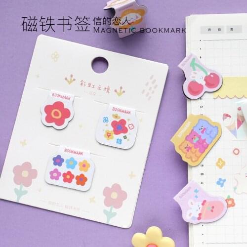 12PCS/4SETS rainbow Land creative fresh metals magnetic bookmark