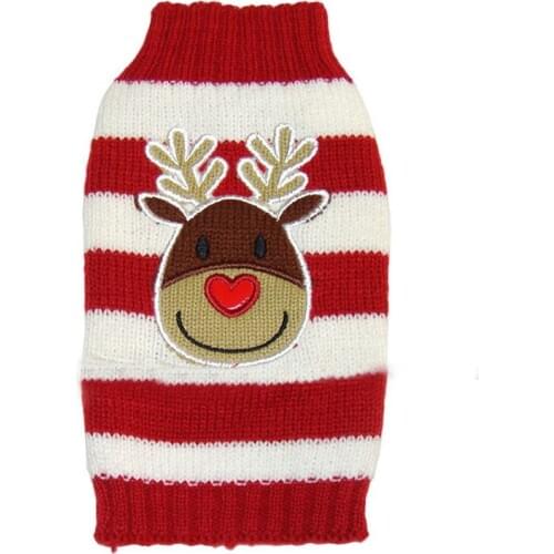 2018 New Year Christmas Pet Clothes Elk Stripe Pet Sweater Christmas Reindeer Sweater
