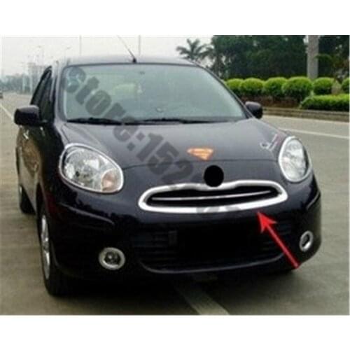 For Nissan march 2012-2019 Car styling ABS Chrome Front Grille Around Trim Racing Grills Trim