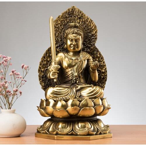 27CM large Acalanatha Almighty God buddha # Home family Lobby hall Temple Effective protection FENG SHUI brass buddha statue
