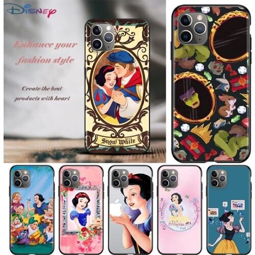 Snow White Cute For Apple iPhone 12 11 Pro Max mini XS Max XR X 8 7 6 6S Plus 5S SE 2020 Soft Black Phone Case