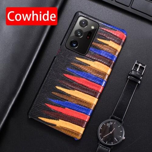 Genuine Leather Phone Case For Samsung Galaxy Note 20 10 9 8 S20 Ultra S10 S10e S9 S8 Plus Luxury Natural Cowhide Painted Cover