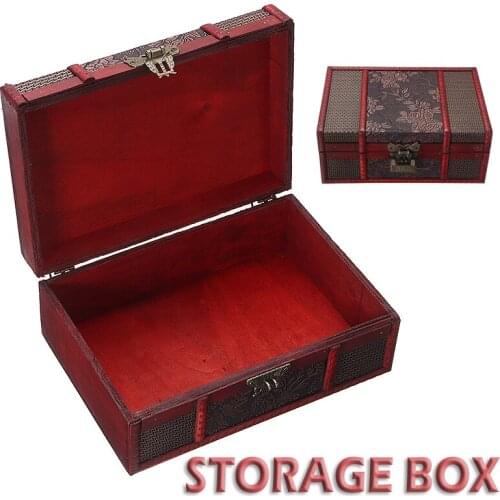 Wooden Treasure Chest Vintage Chest With Lock Retro Style Bedroom Study Storage Box Home Decors