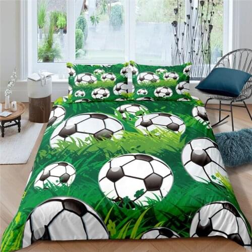 Home Textiles Luxury 3D Football Print Duvet Cover Set 2/3 Pcs Pillowcase Girls Bedding Set AU/EU/UK/US Queen and King Size