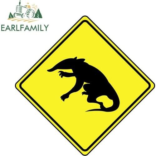 EARLFAMILY 13cm x 12.9cm For Caution Gremlin Crossing Sign Car Bumper Stickers Waterproof Decal Custom Printing Decoration