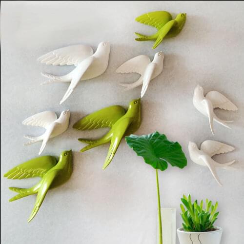 European Wall Hanging Resin Birds Decoration Crafts Sofa Home TV Background 3D Stereo Wall Sticker Mural Bird Ornaments Decor